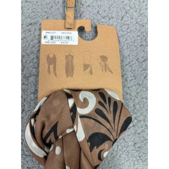 Steve Madden Women's Oversized Multifunctional Paisley Scarf Brown One Size NWTs - Picture 4 of 7